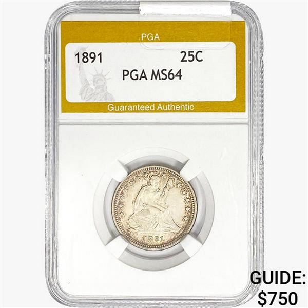 1891 Seated Liberty Quarter PGA MS64