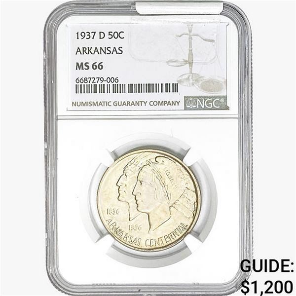 1937-D Arkansas Half Dollar NGC MS66