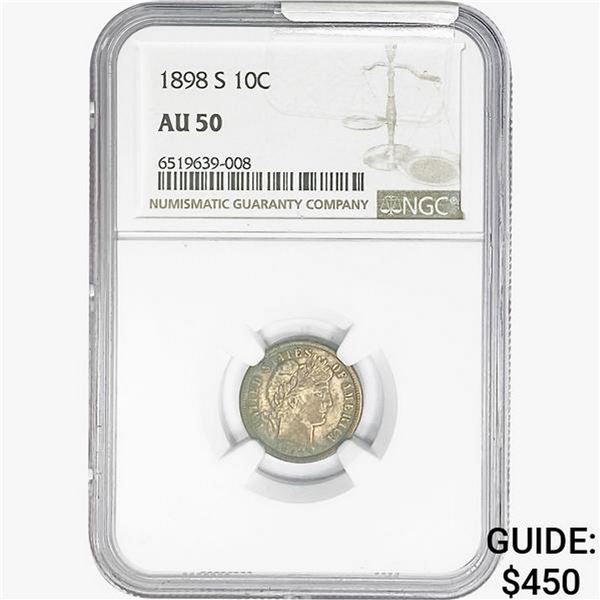 1898-S Barber Dime NGC AU50