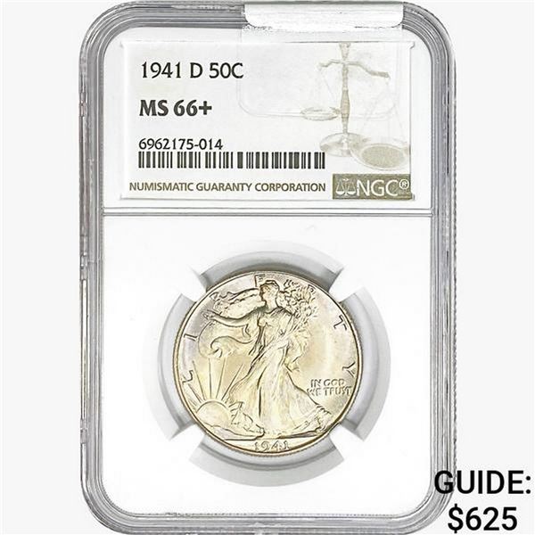 1941-D Walking Liberty Half Dollar NGC MS66+