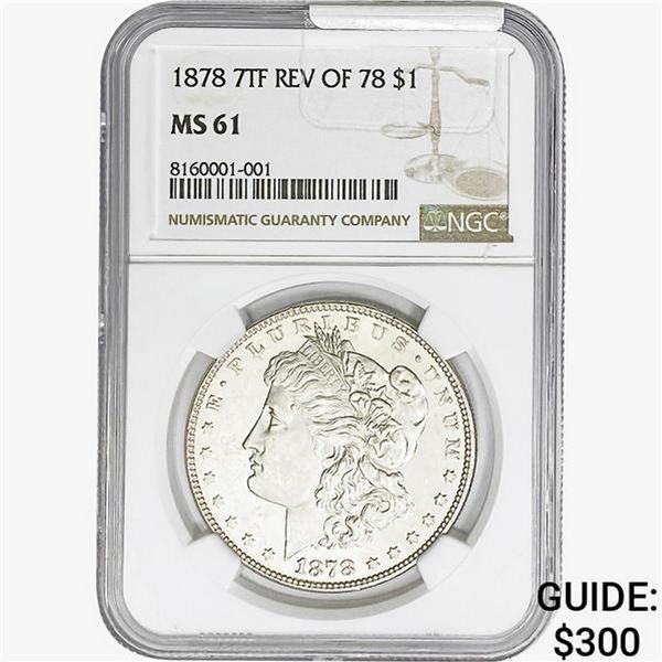 1878 REV 78 Morgan Silver Dollar NGC MS61