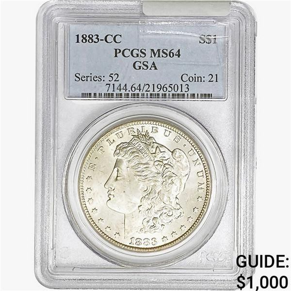 1883-CC Morgan Silver Dollar PCGS MS64 GSA