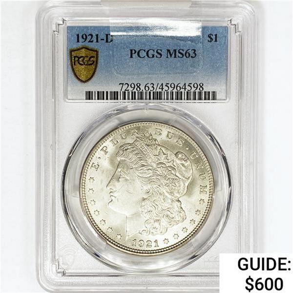 1921-D Morgan Silver Dollar PCGS MS63