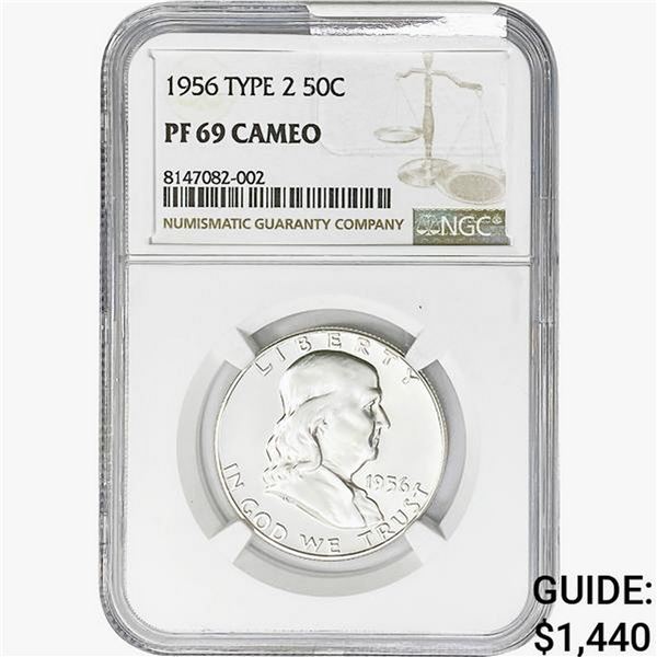 1956 Franklin Half Dollar NGC PF69 Ty 2 Cameo