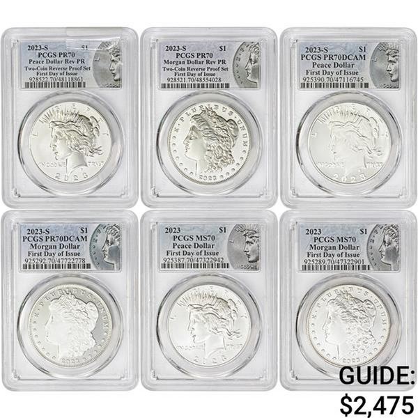 2023 [6] US Silver Dollars PCGS PR/MS70 FDI