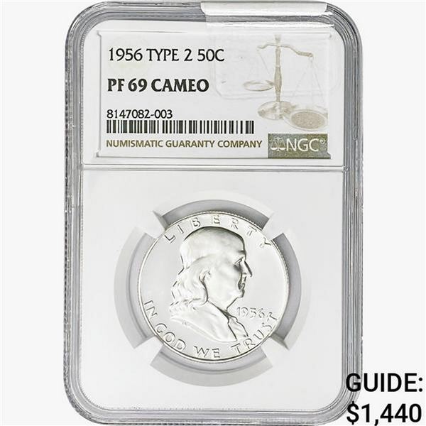 1956 Franklin Half Dollar NGC PF69 Ty 2 Cameo