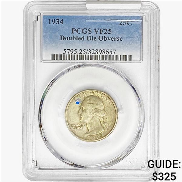 1934 Washington Silver Quarter PCGS VF25 DDO