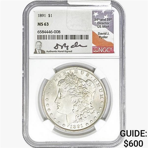 1891 Morgan Silver Dollar NGC MS63