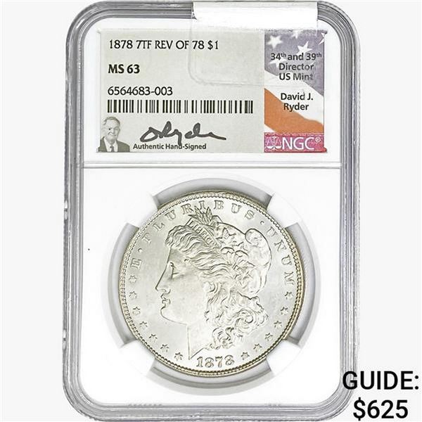 1878 REV 78 Morgan Silver Dollar NGC MS63