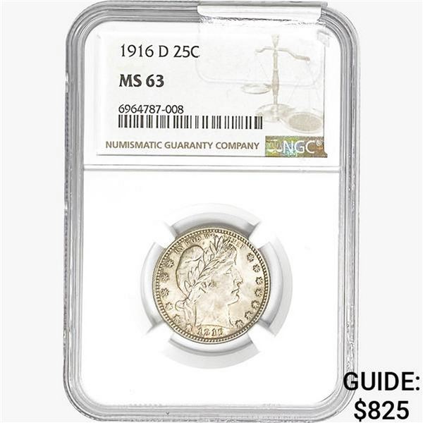 1916-D Barber Quarter NGC MS63