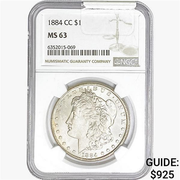 1884-CC Morgan Silver Dollar NGC MS63