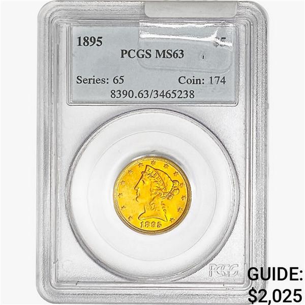 1895 $5 Gold Half Eagle PCGS MS63