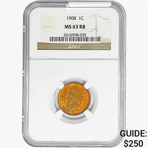 1908 Indian Head Cent NGC MS63 RB