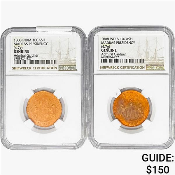 [2]1808 India 10Cash Madras Presidency NGC Genuine