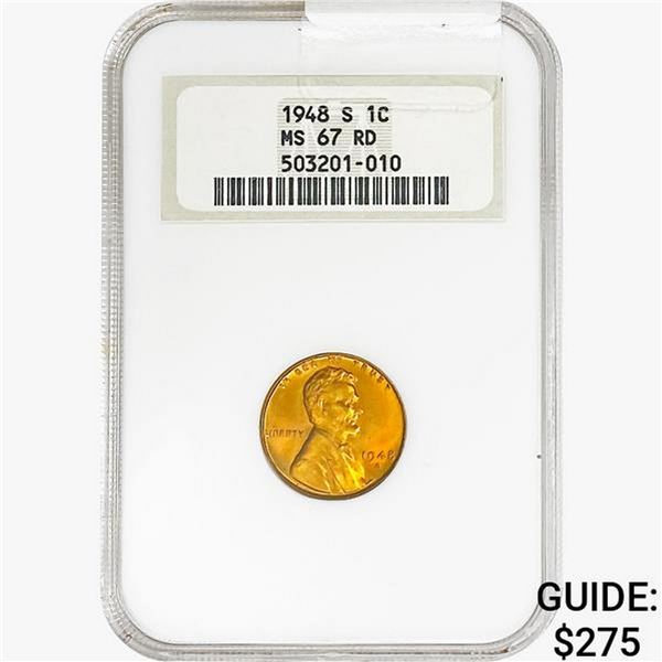 1948-S Wheat Cent NGC MS67 RD