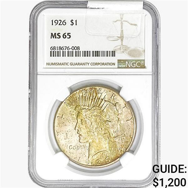 1926 Silver Peace Dollar NGC MS65