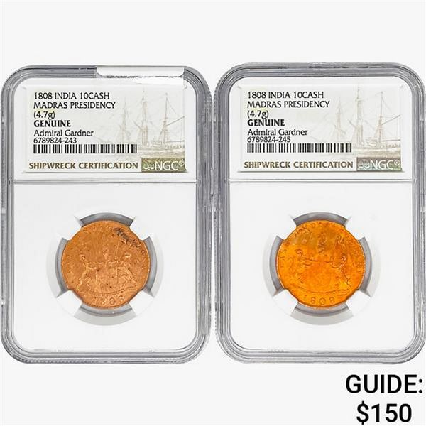 [2]1808 India 10Cash Madras Presidency NGC Genuine
