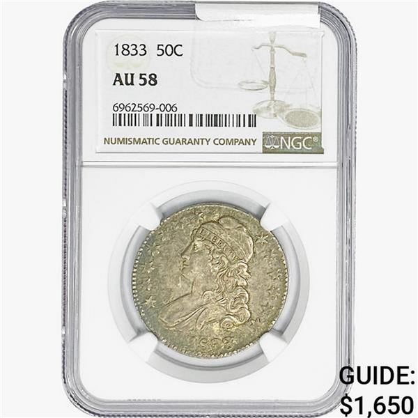 1833 Capped Bust Half Dollar NGC AU58