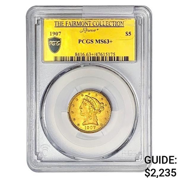 1907 $5 Gold Half Eagle PCGS MS63+