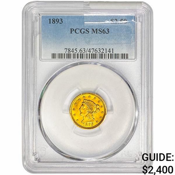 1893 $2.50 Gold Quarter Eagle PCGS MS63