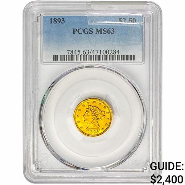 1893 $2.50 Gold Quarter Eagle PCGS MS63