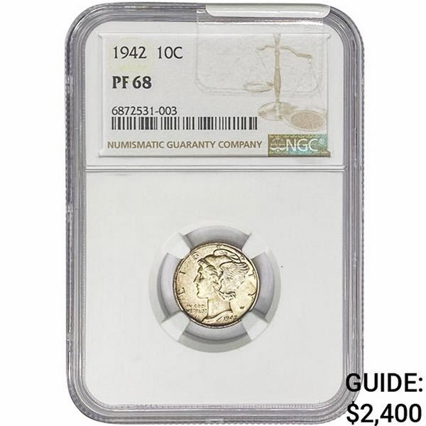 1942 Mercury Silver Dime NGC PF68