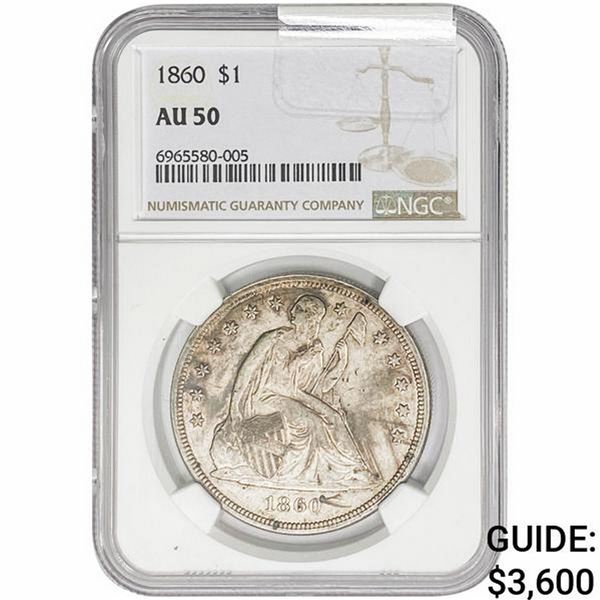 1860 Seated Liberty Dollar NGC AU50