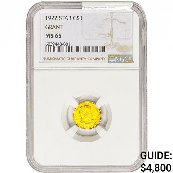 1922 Grant Rare Gold Dollar NGC MS65 Star
