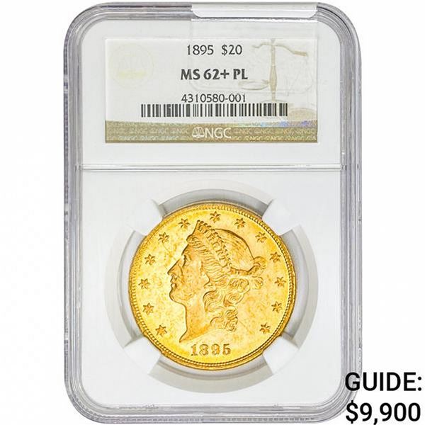 1895 $20 Gold Double Eagle NGC MS62+ PL