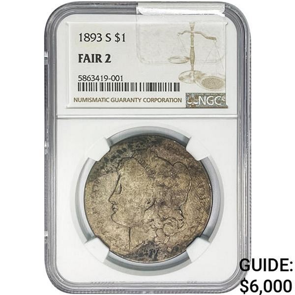 1893-S Morgan Silver Dollar NGC F2