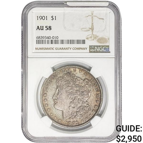 1901 Morgan Silver Dollar NGC AU58