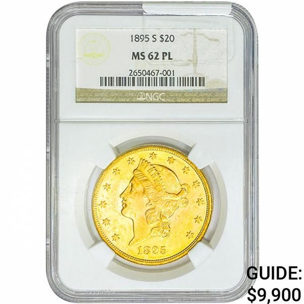 1895-S $20 Gold Double Eagle NGC MS62 PL