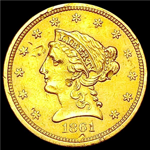 1861 New Reverse $2.50 Gold Quarter Eagle HIGH GRADE
