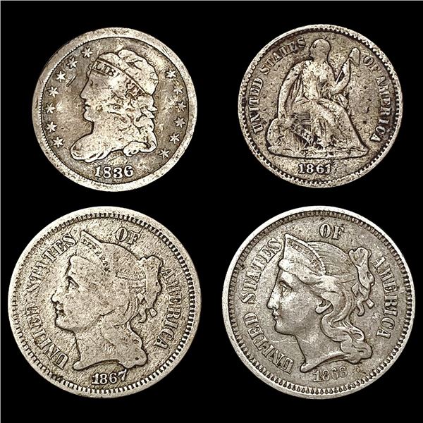 [4] 1836-1868 Assorted 3CN and Half Dimes HIGH GRADE