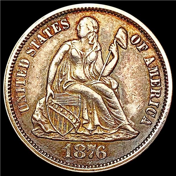 1876 Seated Liberty Dime CHOICE AU