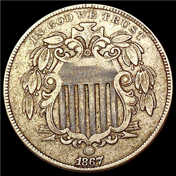 1867 No Rays Shield Nickel LIGHTLY CIRCULATED