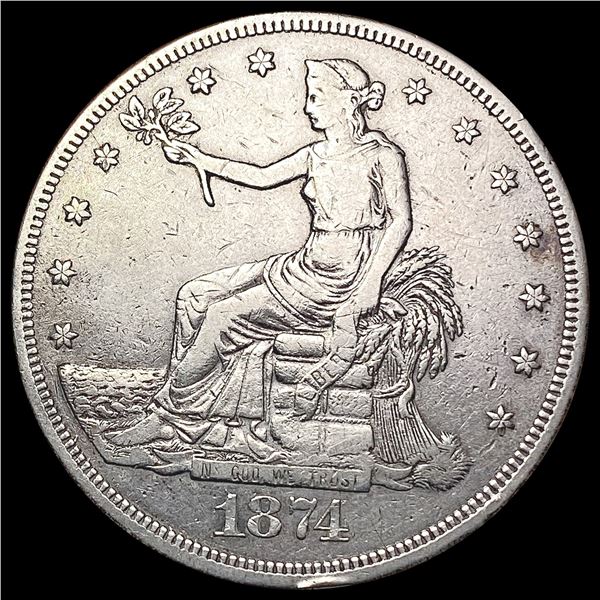 1874-CC Silver Trade Dollar LIGHTLY CIRCULATED