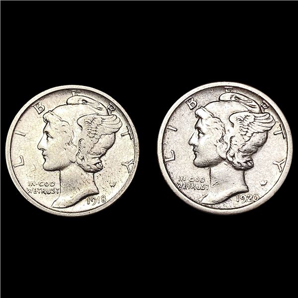 [2] 1918-D&1920-S Mercury Dime HIGH GRADE