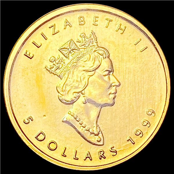 1999 Canada 1/10th oz $5 Gold Maple Leaf SUPERB GEM BU