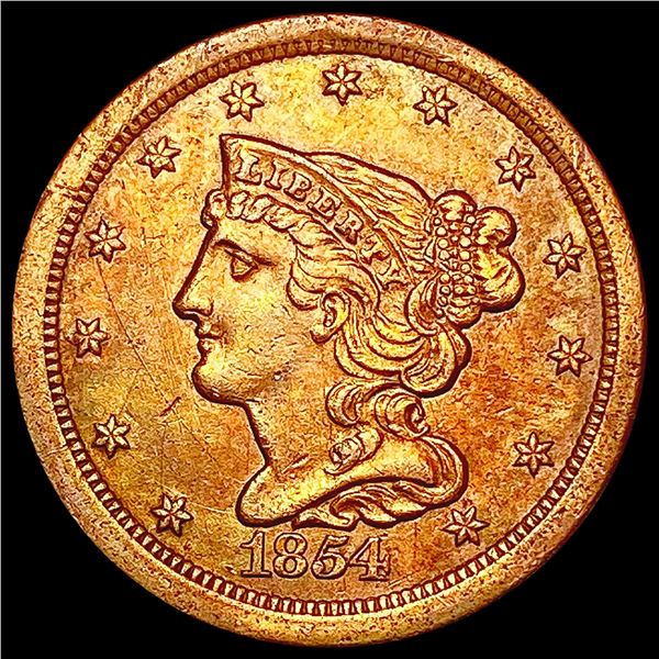 1854 Braided Hair Half Cent CLOSELY UNCIRCULATED