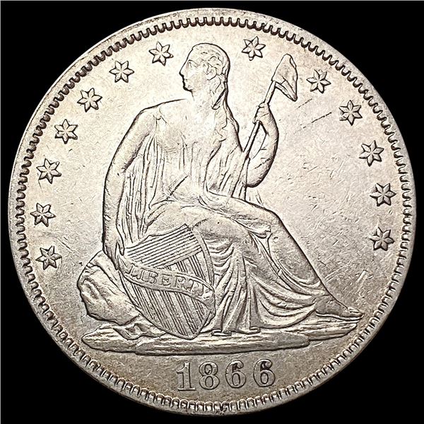 1866 Motto Seated Liberty Half Dollar CLOSELY UNCIRCULATED