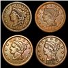 Image 1 : [4] 1838-1853 Coronet and Braided Large Cents HIGH GRADE