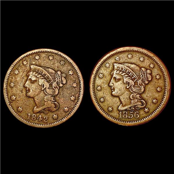 [2] 1842&1856 Braided Hair Large Cent LIGHTLY CIRCULATED