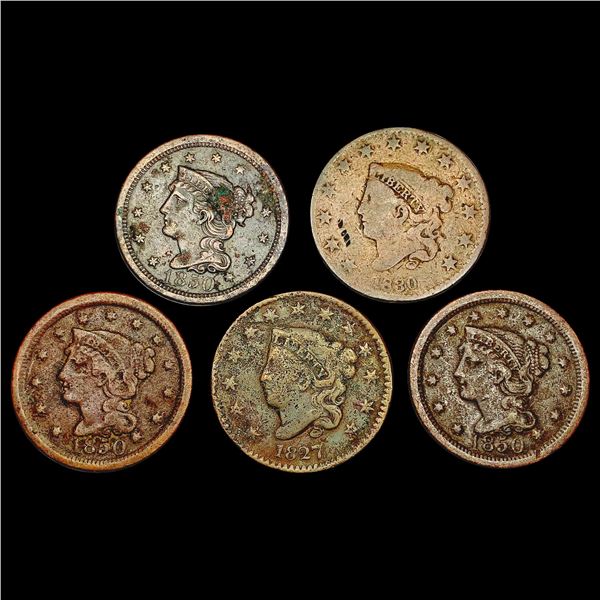 [5] 1827-1850 Coronet and Braided Hair Large Cents HIGH GRADE