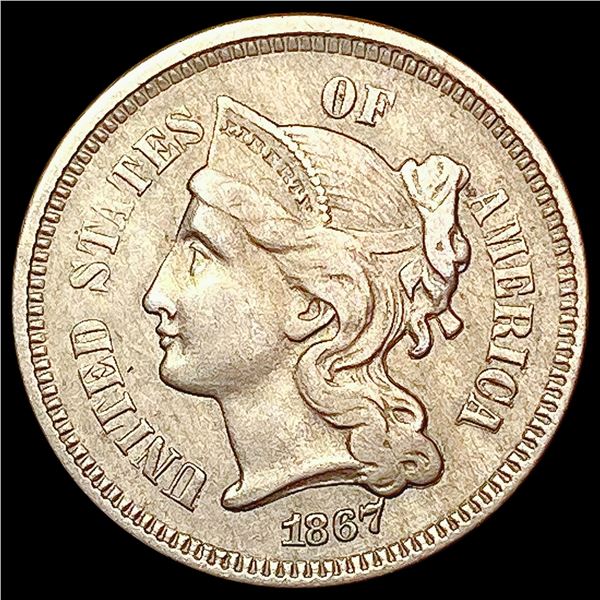 1867 3 Cent Nickel CLOSELY UNCIRCULATED