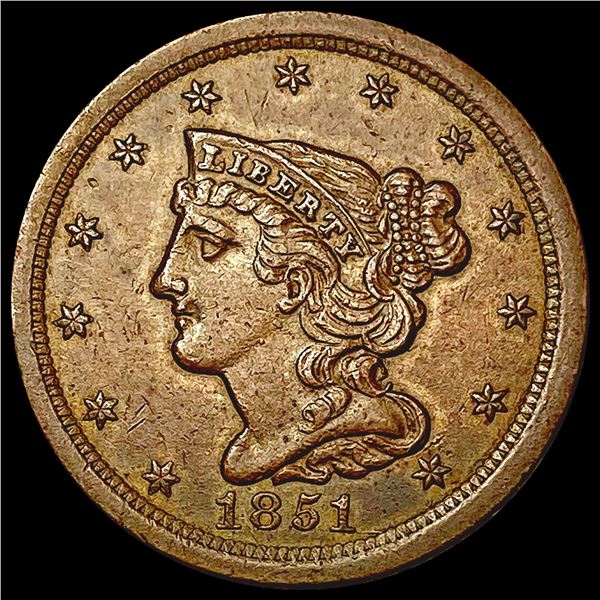 1851 Braided Hair Half Cent CLOSELY UNCIRCULATED