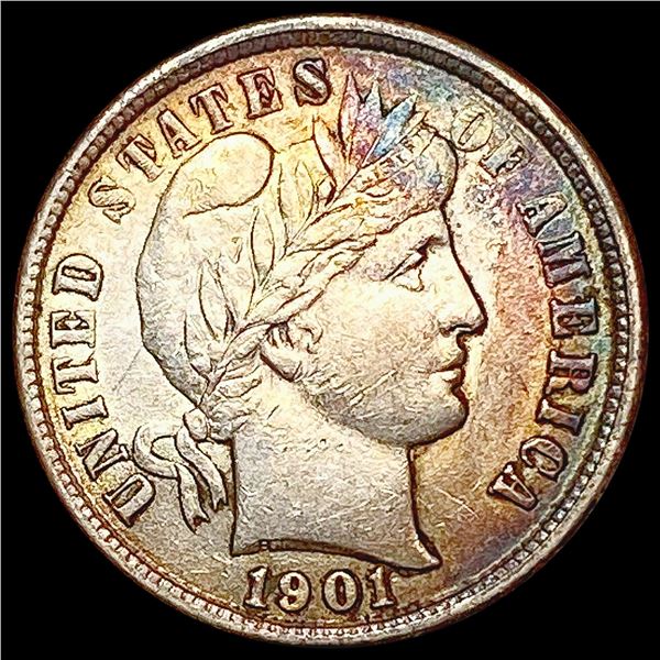 1901 Barber Dime CHOICE AU