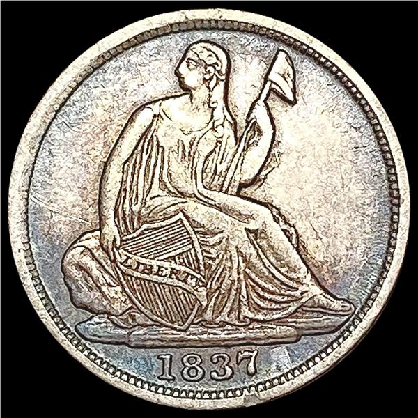 1837 No Stars Seated Liberty Half Dime CLOSELY UNCIRCULATED