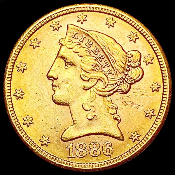 1886-S $5 Gold Half Eagle UNCIRCULATED