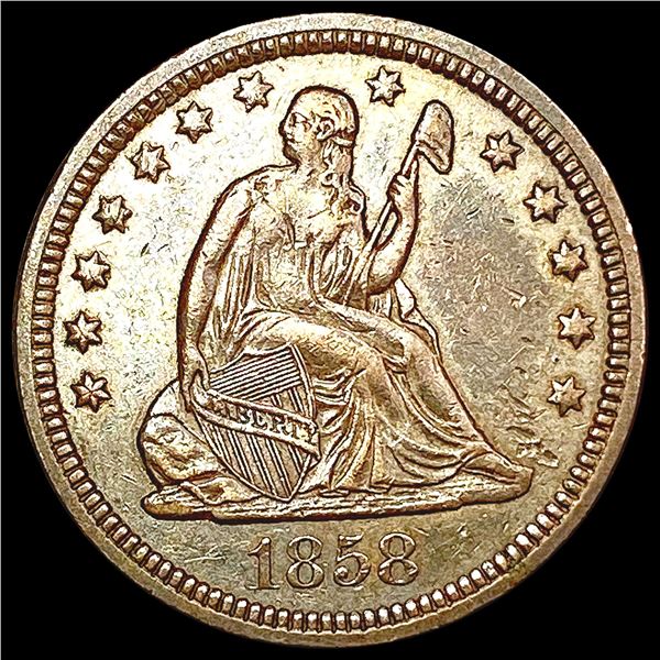 1858 Seated Liberty Quarter CHOICE AU